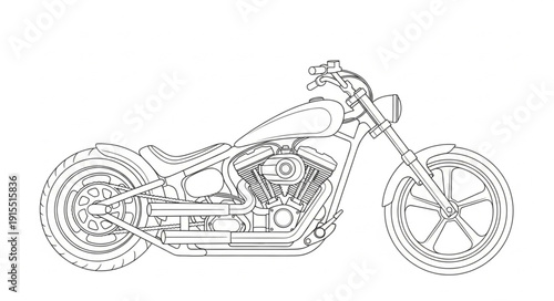 Custom Motorcycle Blueprint Side View.
