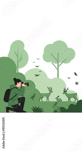 Wildlife Photographer Capturing Nature's Serenity In A Lush Forest