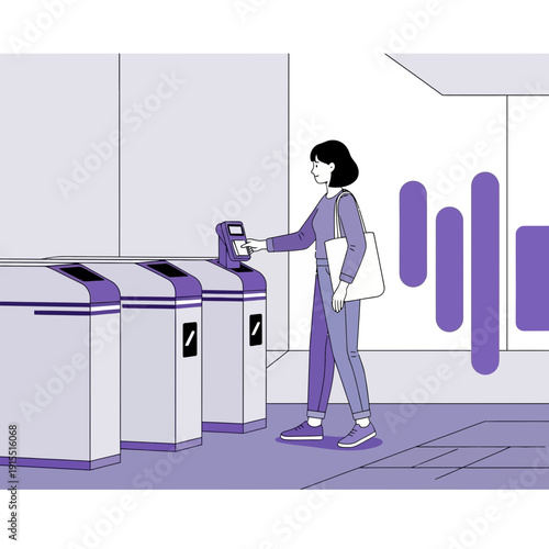 Woman Accessing Automated Gate Using Technology for Seamless Entry and Exit