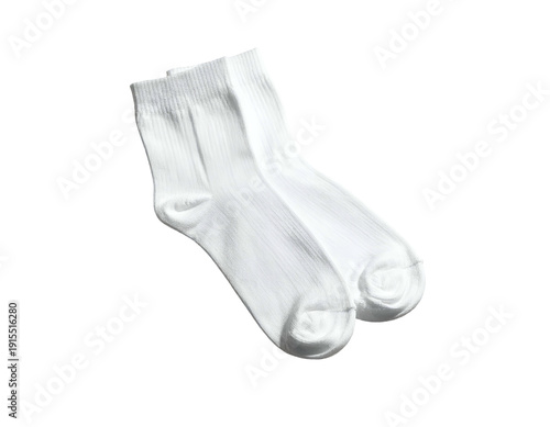 Two pristine white ribbed ankle socks, neatly folded