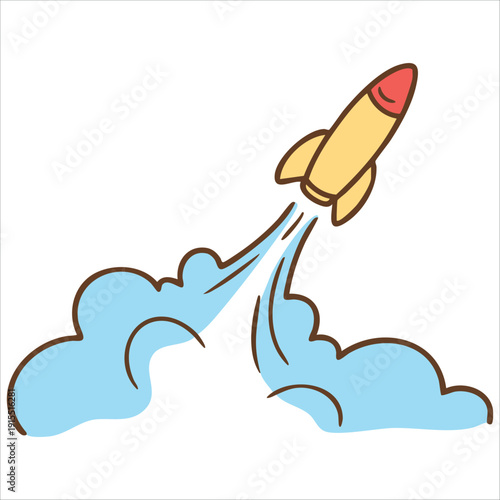 Vector Illustration of a Rocket in the Midst of a Thrilling Liftoff into the Cosmos