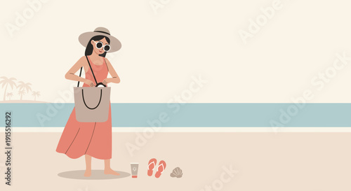 Woman Beach Vacation Summer Resort Travel Getaway Serene Seaside Escape