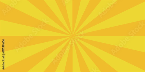 Vibrant abstract background featuring a dynamic swirling sunburst pattern in shades of bright yellow and orange. Spiral radial striped backdrop design. Abstract geometry orange ray sunburst pop art gl