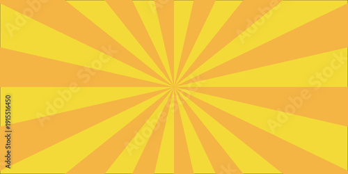 Vibrant abstract background featuring a dynamic swirling sunburst pattern in shades of bright yellow and orange. Spiral radial striped backdrop design. Abstract geometry orange ray sunburst pop art gl
