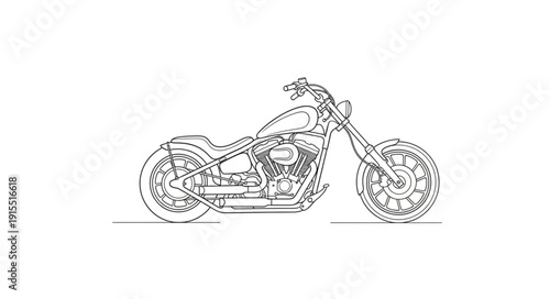 Custom Motorcycle Side View Illustration.