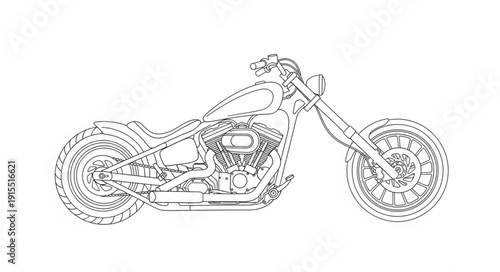 Custom Motorcycle Side View Illustration.