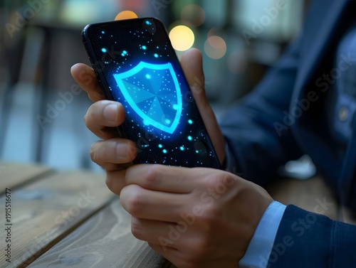 Wallpaper Mural Smartphone mit digitalem Schutzschild, mobile Cyber Security und App Sicherheit
 Torontodigital.ca