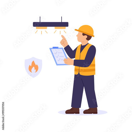 Lighting Safety, ensuring proper illumination for workspaces, Flat vector character illustration