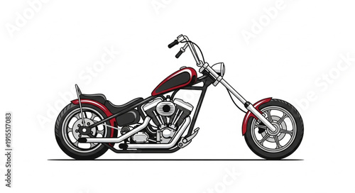 Custom Motorcycle with Red Accents.