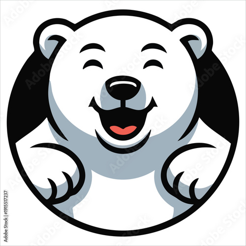 Happy Ice Bear Character with a Cheerful Smile Vector Illustration