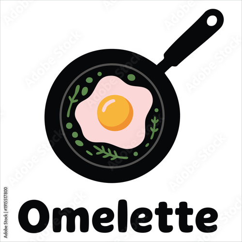 Vector Illustration of Scrambled Eggs in a Frying Pan for Breakfast Concepts