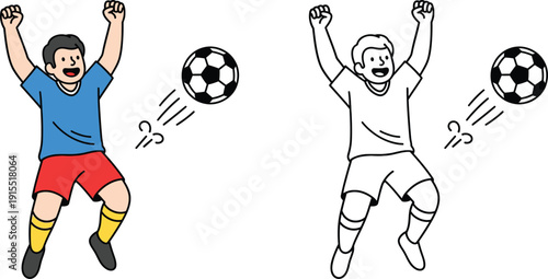 Excited Football Player Celebrating Goal Happy Soccer Player Cartoon Vector