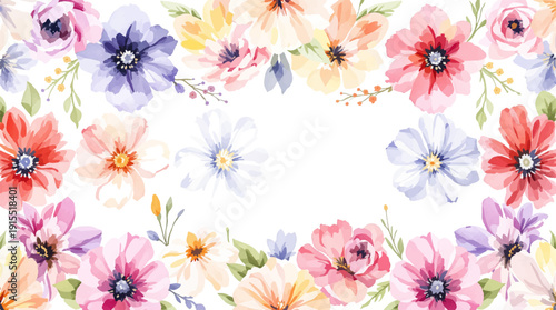 Elegant springtime bouquet border creating a serene and inviting writing space centerpiece