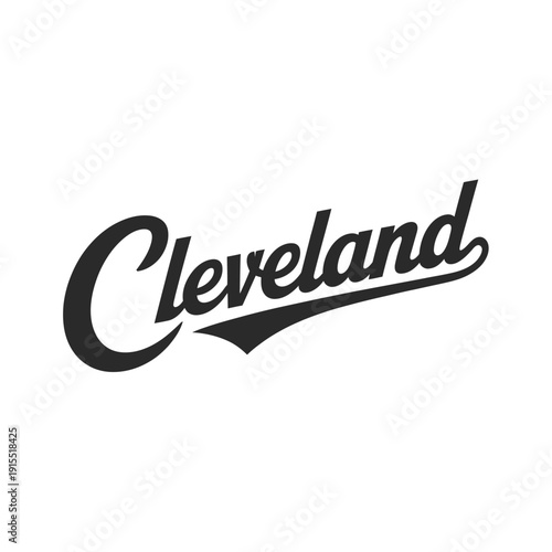 Photos Black and white logo script of cleveland with a stylized flourish and triangular