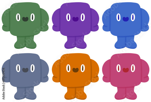 Cute hand drawn Mascot squares for websites and commercial use