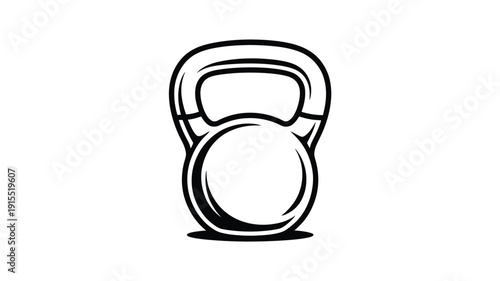 Simple black and white illustration of a kettlebell fitness weight