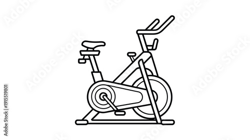 Line drawing of an exercise bike showcasing its simple structural design