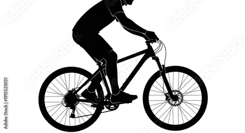 Cyclist Riding Mountain Bike Silhouette.