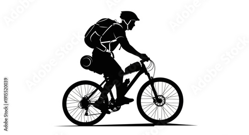 Cyclist Riding Mountain Bike Silhouette.