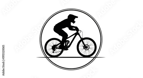 Cyclist Riding Mountain Bike Silhouette.