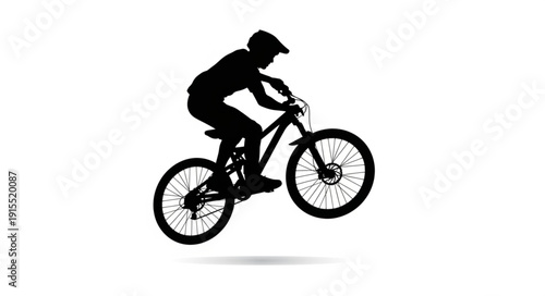 Cyclist Riding Mountain Bike Silhouette.