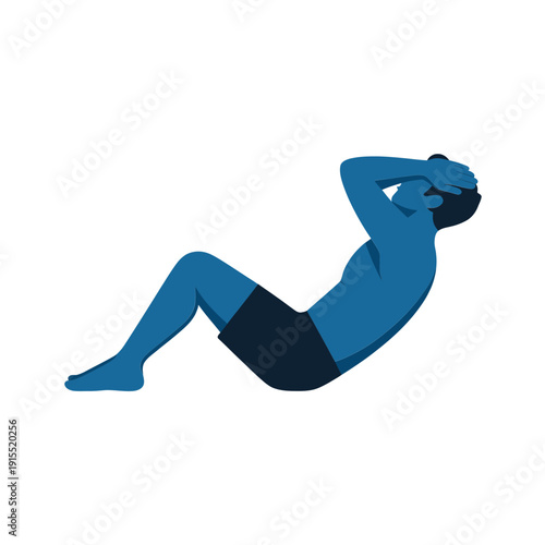 Silhouette of a man performing a classic abdominal crunch exercise