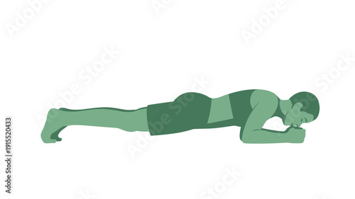 Silhouette of a person performing a plank exercise in a minimalist style