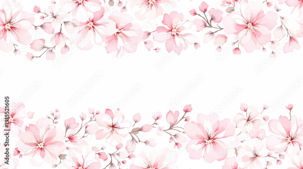 Fototapeta premium Elegant Wedding Floral Watercolor Background in Blush and Gold