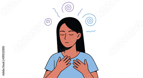 Calm Woman Practicing Mindfulness and Deep Breathing to Manage Anxiety and Mental Stress