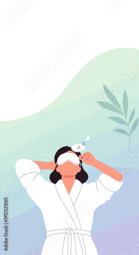 Woman Relaxing Preparing For Sleep Wrapped In Cozy Robe