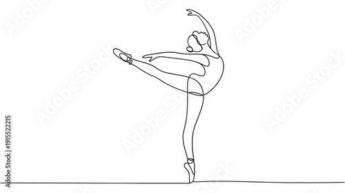Elegant ballerina depicted in a single continuous line drawing