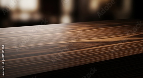 Polished Wooden Table Surface with Natural Grain Texture