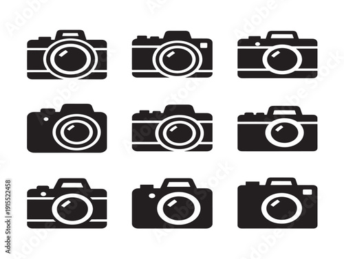 Camera photography silhouette set with creative and artistic equipment designs