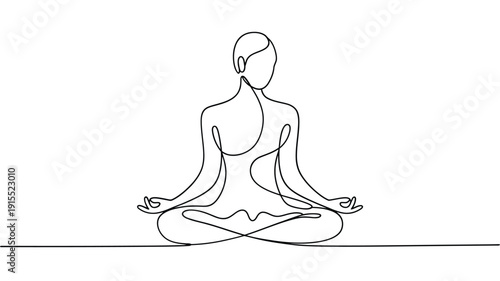 Minimalist line drawing of a woman in a meditative yoga pose