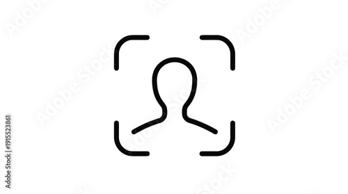 Simple line icon of a person being scanned or framed.
