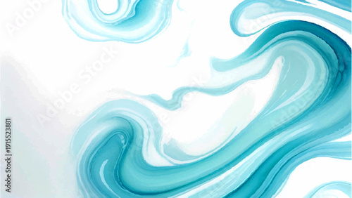 Vector Abstract fluid watercolor artwork with swirling teal and light blue gradients, evoking a sense of calm and movement.Capturing the essence of fluidity, and artistic expression. Design