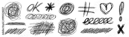 Playful messy pen scribble font with scratch texture, hand drawn doodle marker feel. Messy pen scribble strokes, scratch circles, sketch, pencil and crayon texture.