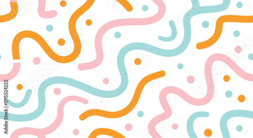 Abstract colorful wavy pattern background with soft pastel curves and dots for modern, playful, and creative design projects