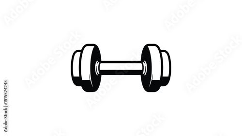 Simple black and white illustration of a barbell dumbbell weight