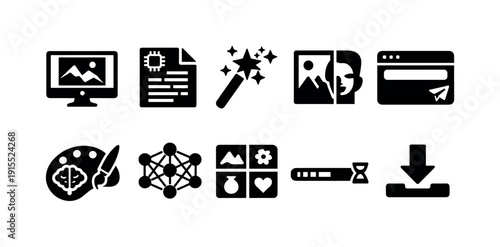 Business and finance flat icon set. Banking, investment, and commerce icons collection