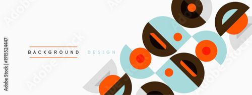 Abstract geometric pattern. Orange, gray, light blue shapes overlap creating dynamic visual texture. Minimalist design suitable for backgrounds.