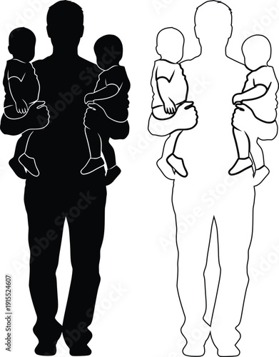 Illustration of adults carrying children in different ways