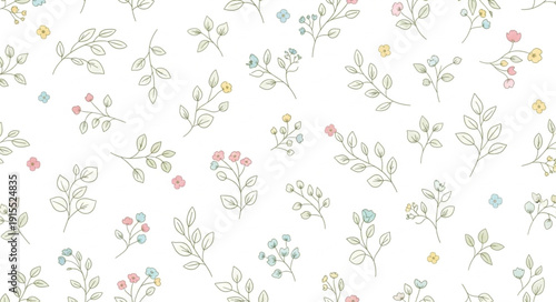 Delicate Floral Pattern on White Background.