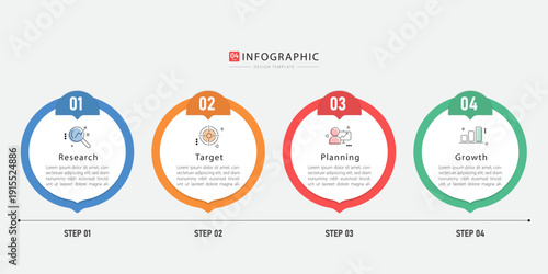 Timeline infographic template. 4 Step timeline journey, calendar Flat simple infographics design template. presentation graph. Business concept with 4 options, vector illustration.