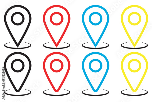 Colorful location pin icons set flat design vector illustration scalable graphic