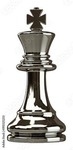 3D Black Chess King Piece with Cross Top for Strategic Leadership