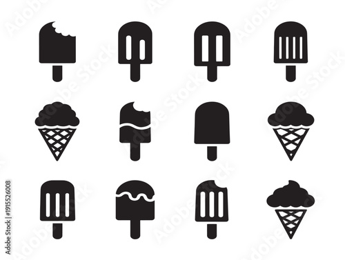 Sweet ice cream silhouette collection for stunning summer treat concepts