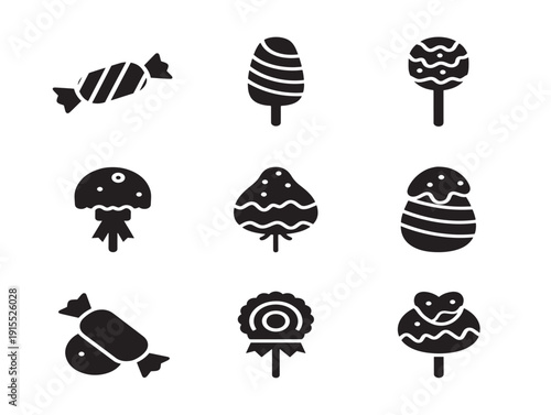 Candy sweet silhouette set with delightful and colorful confectionery designs