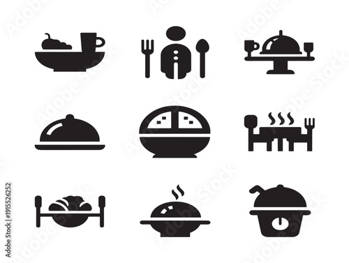 Elegant Restaurant Dining Silhouette Graphic Set