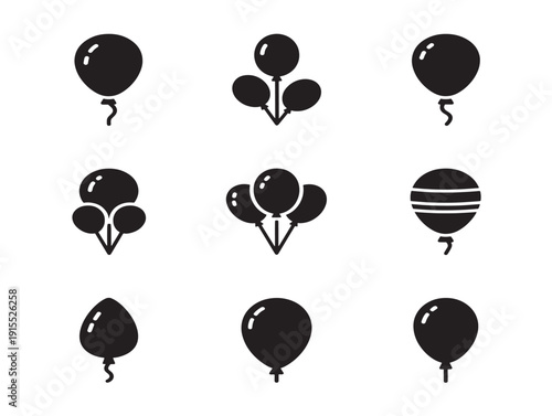 Balloon silhouette set with cheerful and colorful party decoration designs